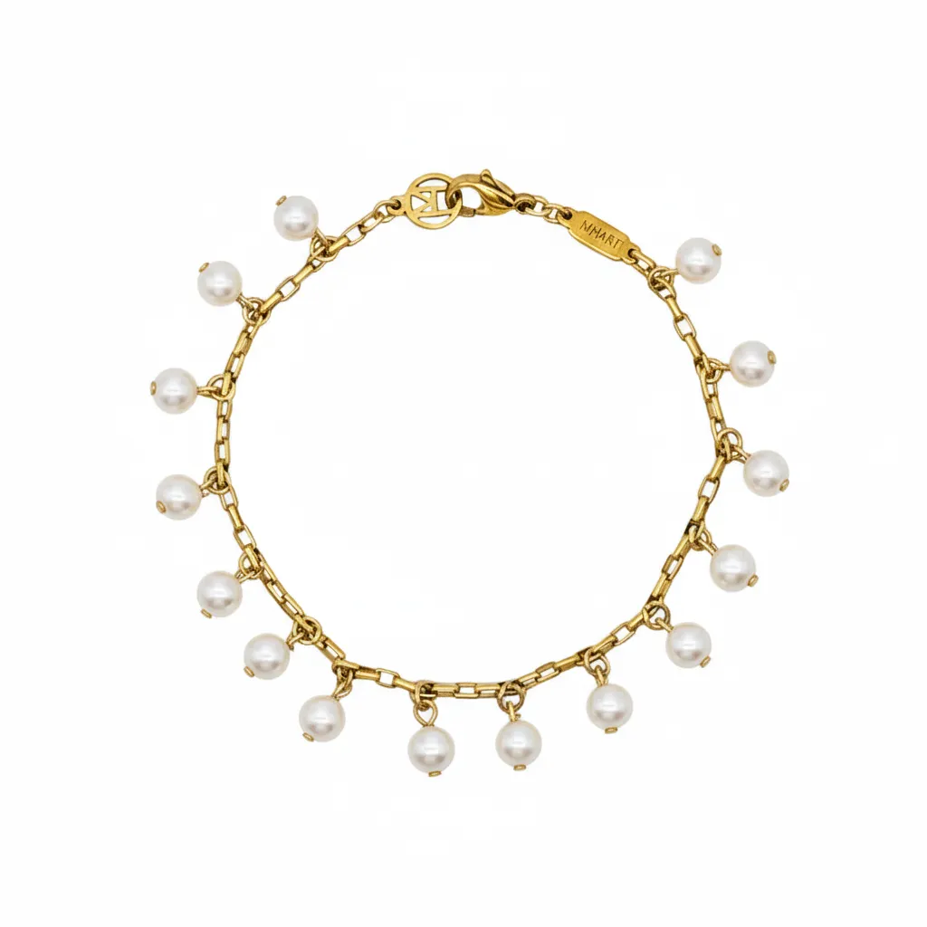 White Pearl Charm Bracelet sold by MHART