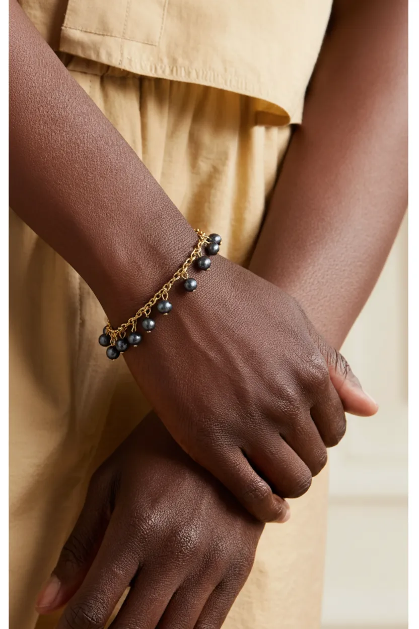 Black Pearl Charm Bracelet sold by MHART product image thumbnail 3