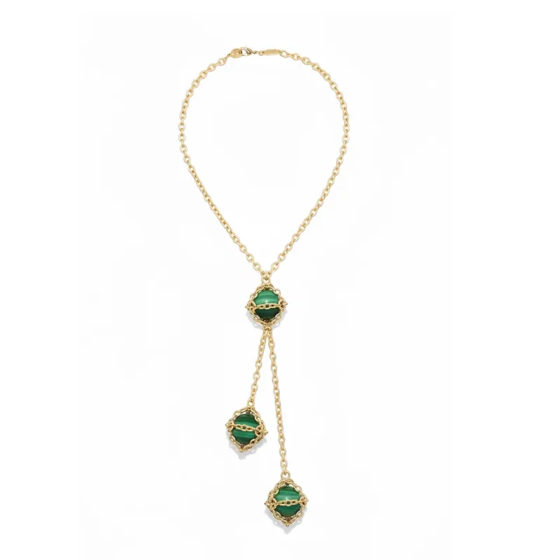 Double Malachite Drop Lariat made by MHART