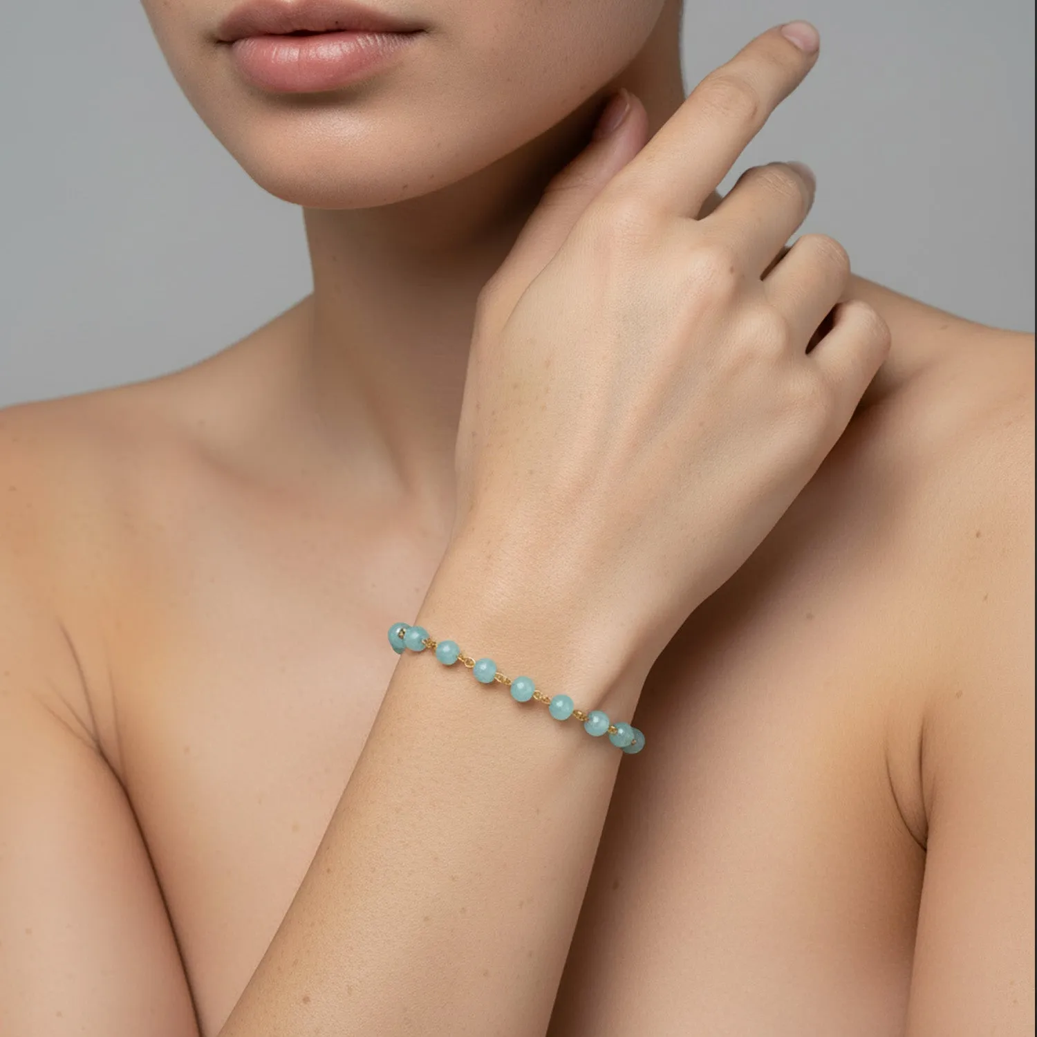 Linked Faceted Aquamarine Gemstone Bracelet sold by MHART product image thumbnail 2