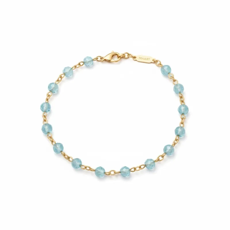 Linked Faceted Aquamarine Gemstone Bracelet made by MHART