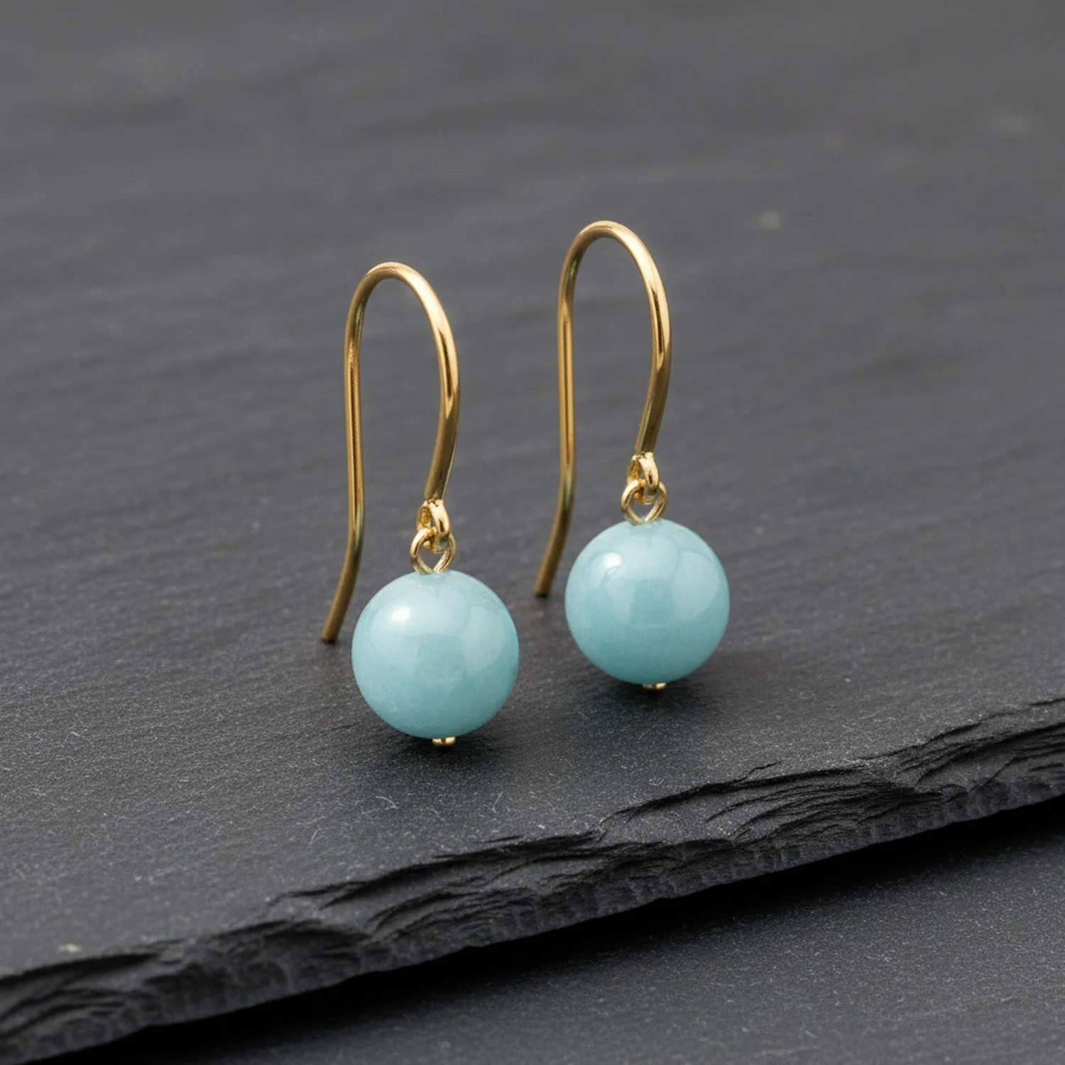 Gold Aquamarine French Hook Earrings sold by MHART product image thumbnail 3