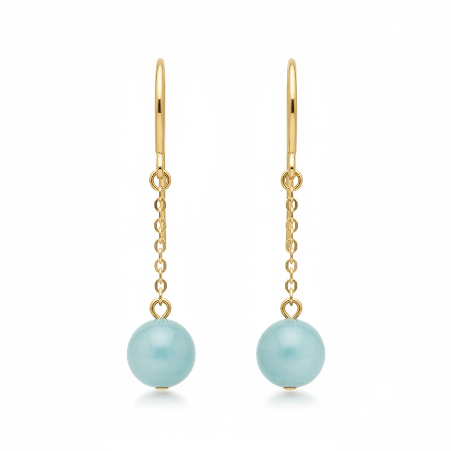 Gold Drop Chain Aquamarine Earrings sold by MHART