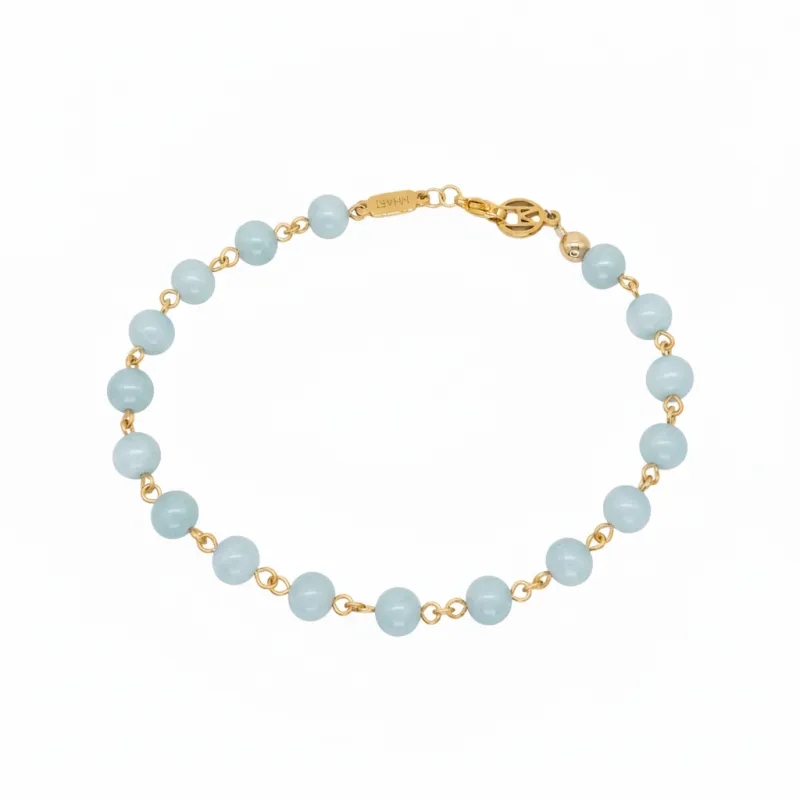 Gold Linked Aquamarine Gemstone Bracelet made by MHART