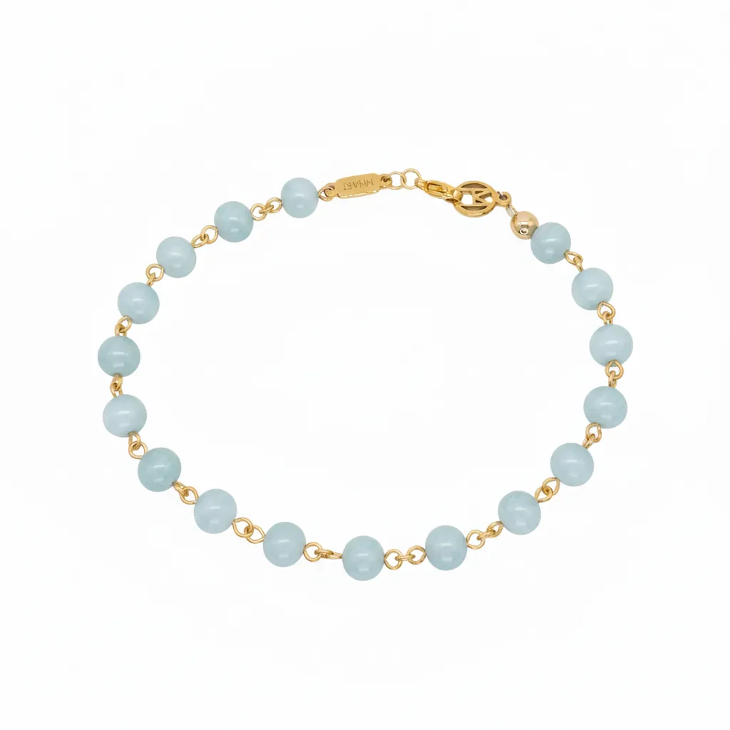 Gold Linked Aquamarine Gemstone Bracelet sold by MHART