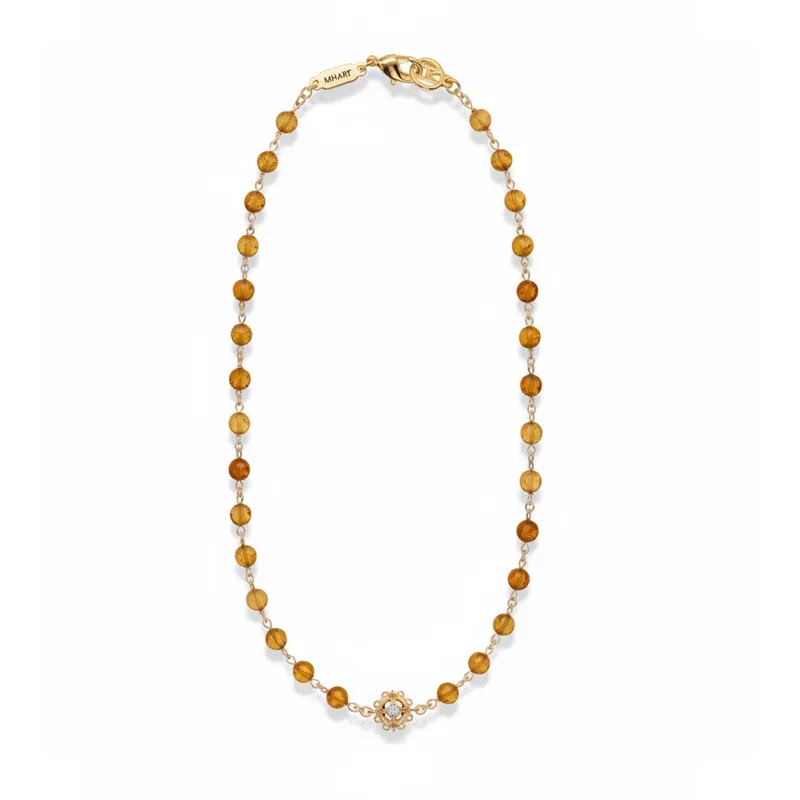 Linked 14k Gold Citrine Necklace made by MHART