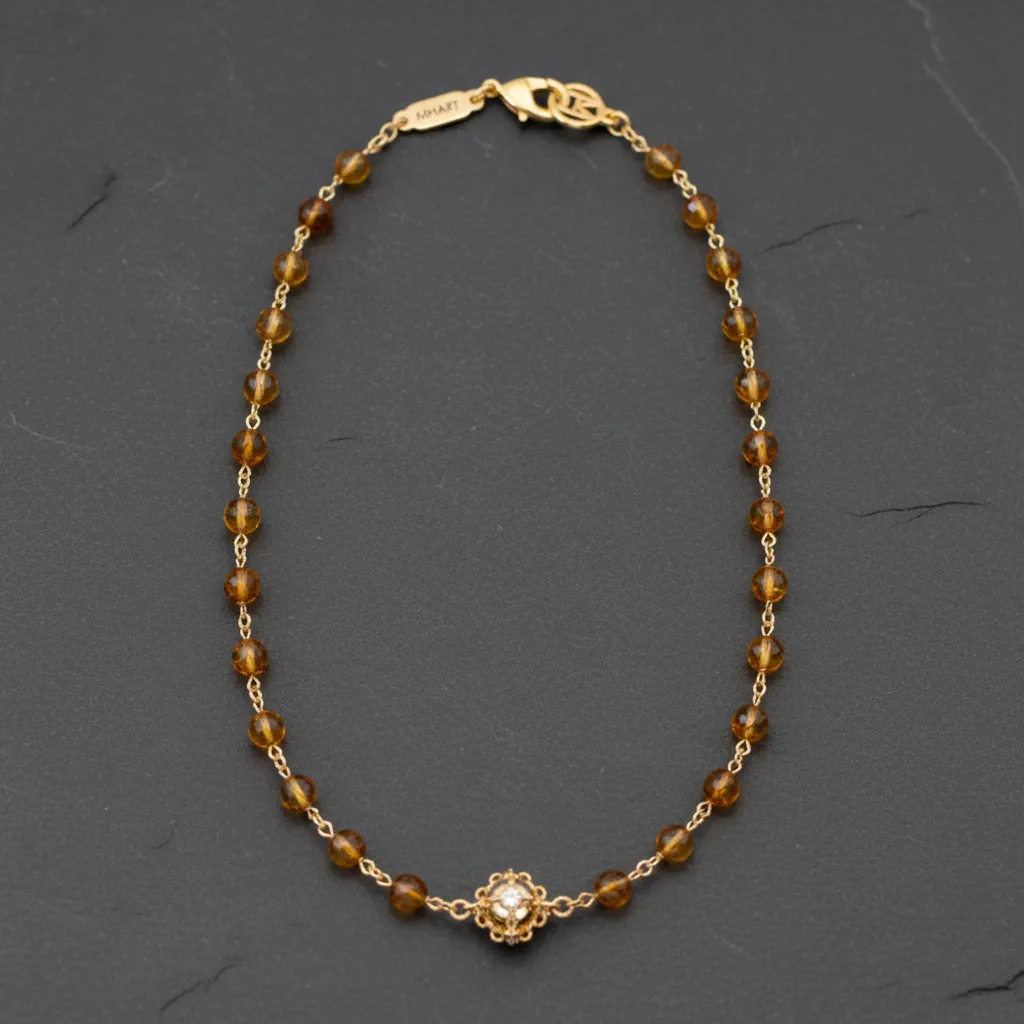 Linked 14k Gold Citrine Necklace sold by MHART product image thumbnail 2