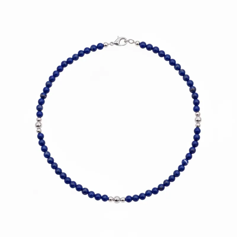 Lapis Lazuli Sphere Necklace - .925 Sterling Silver made by MHART