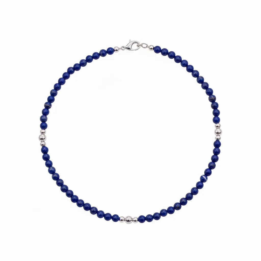 Lapis Lazuli Sphere Necklace - .925 Sterling Silver sold by MHART