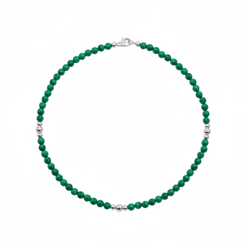 Malachite Sphere Necklace in Sterling Silver made by MHART