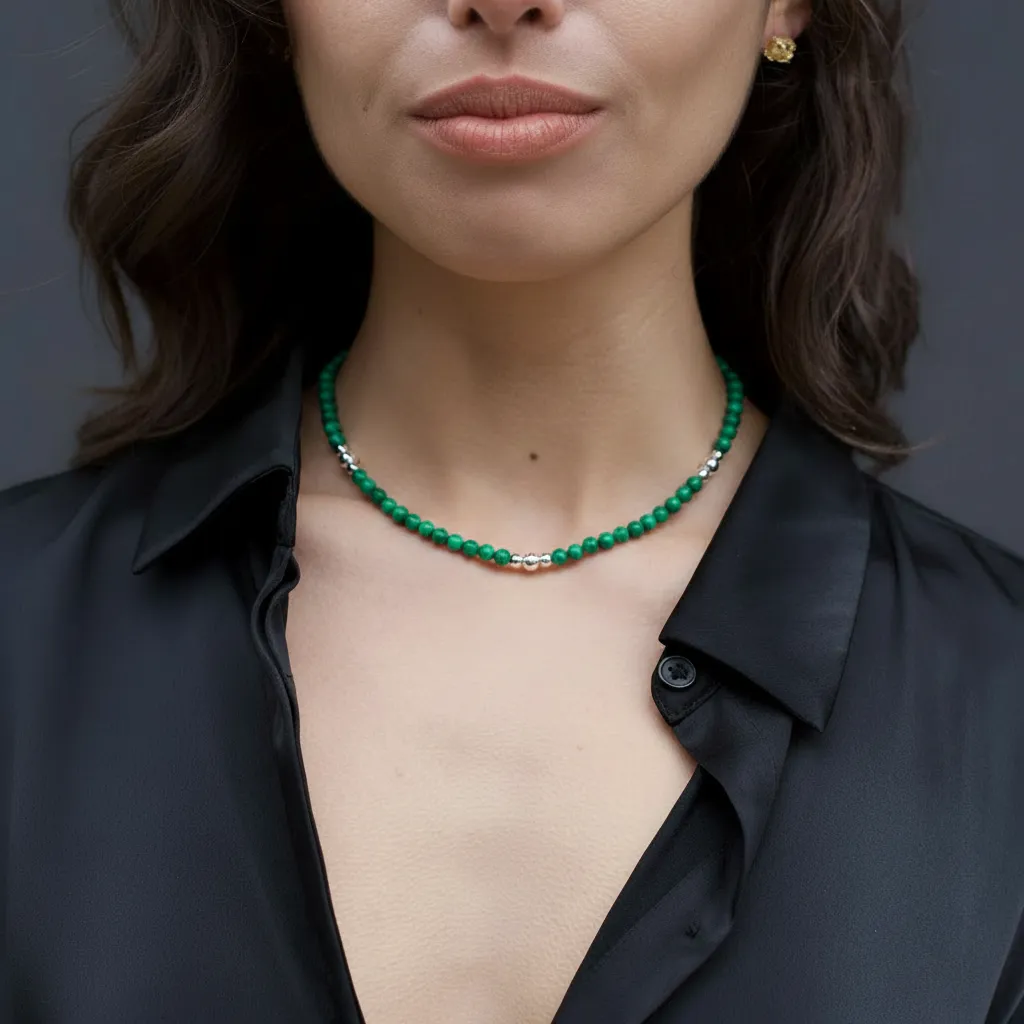 Malachite Sphere Necklace in Sterling Silver sold by MHART product image thumbnail 2