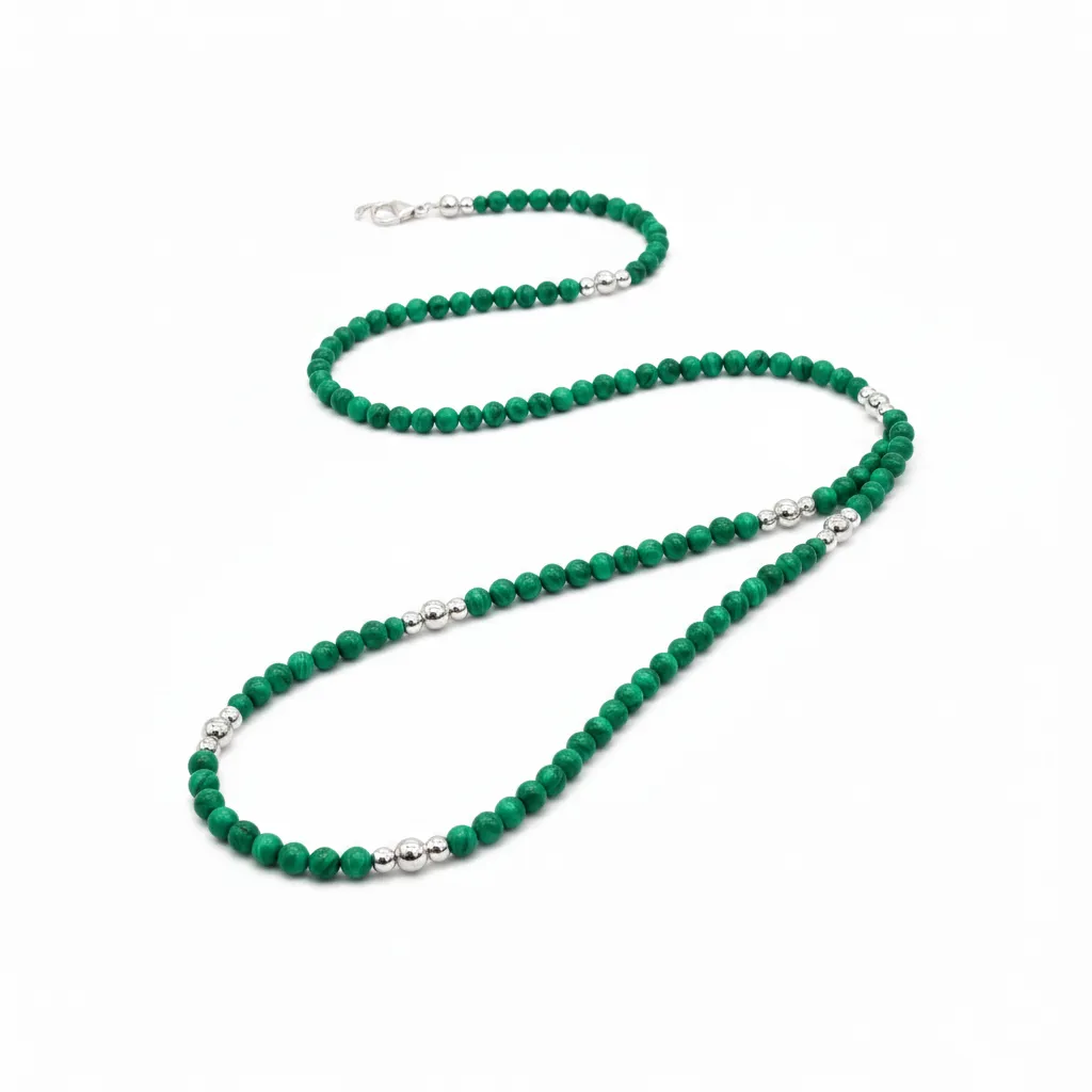 Malachite Sphere Necklace in Sterling Silver sold by MHART product image thumbnail 3