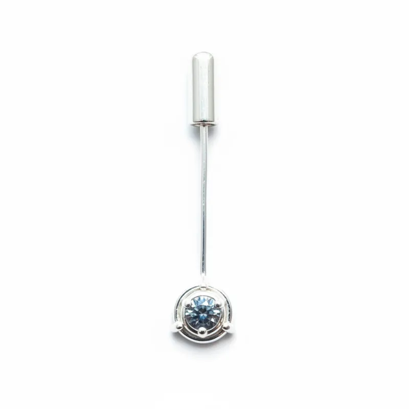 Blue-Gray Moissanite Sterling Silver Collar Pin made by MHART