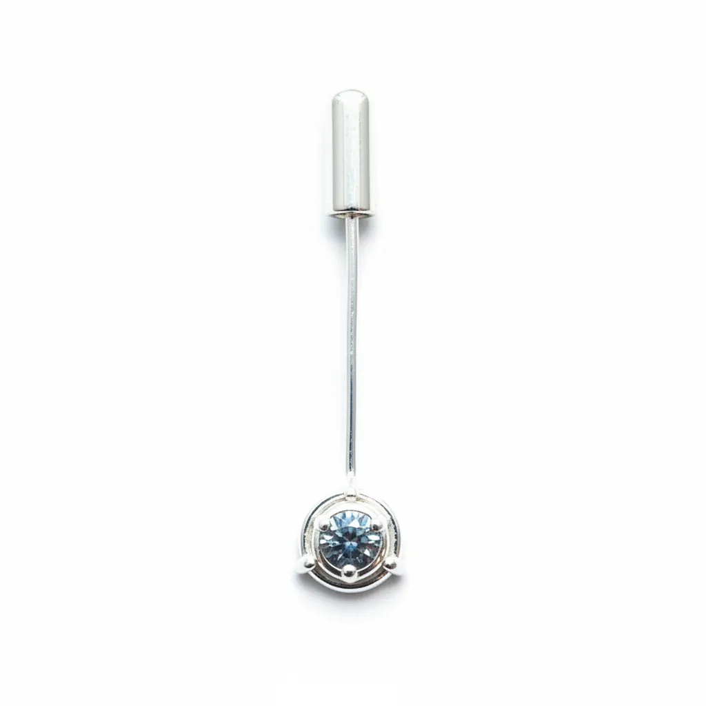 Blue-Gray Moissanite Sterling Silver Collar Pin sold by MHART