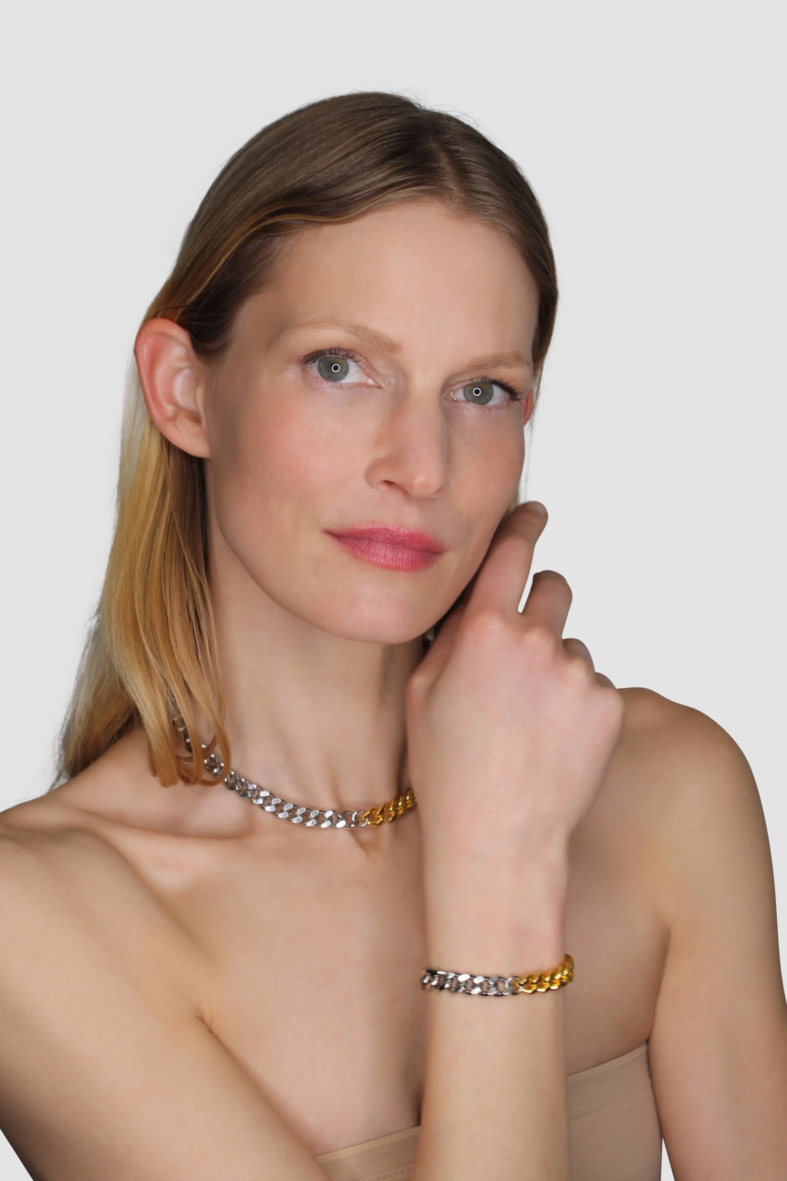 Silver Gold Chain Bracelet sold by MHART product image thumbnail 2