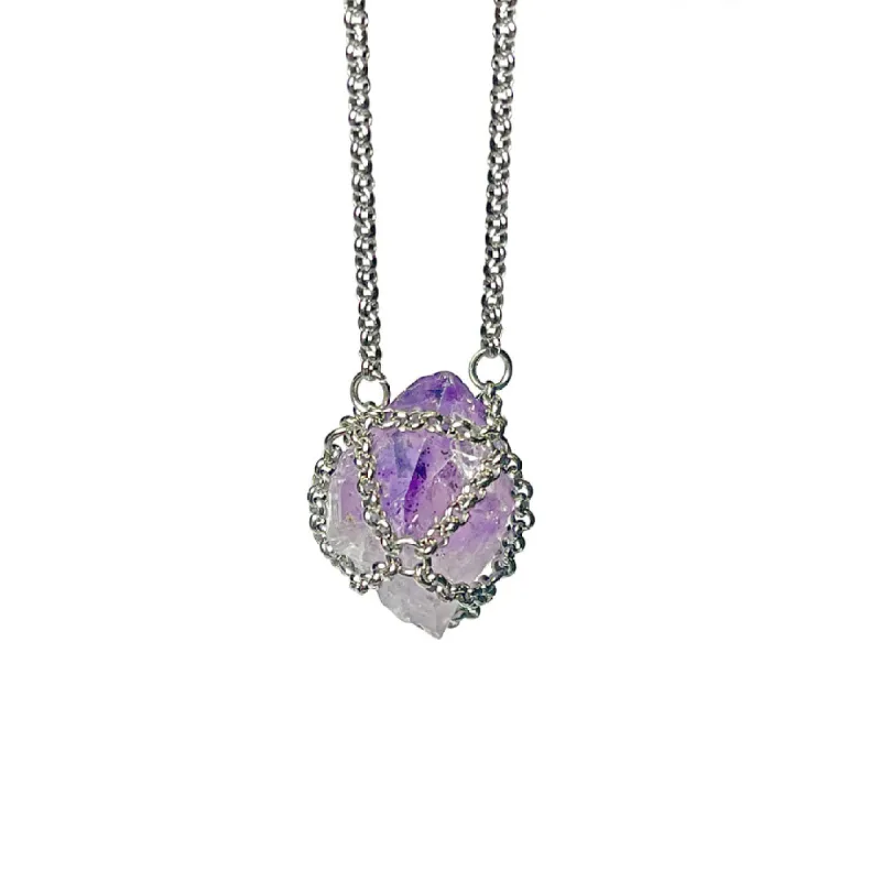 Caged Amethyst Gemstone Necklace sold by MHART