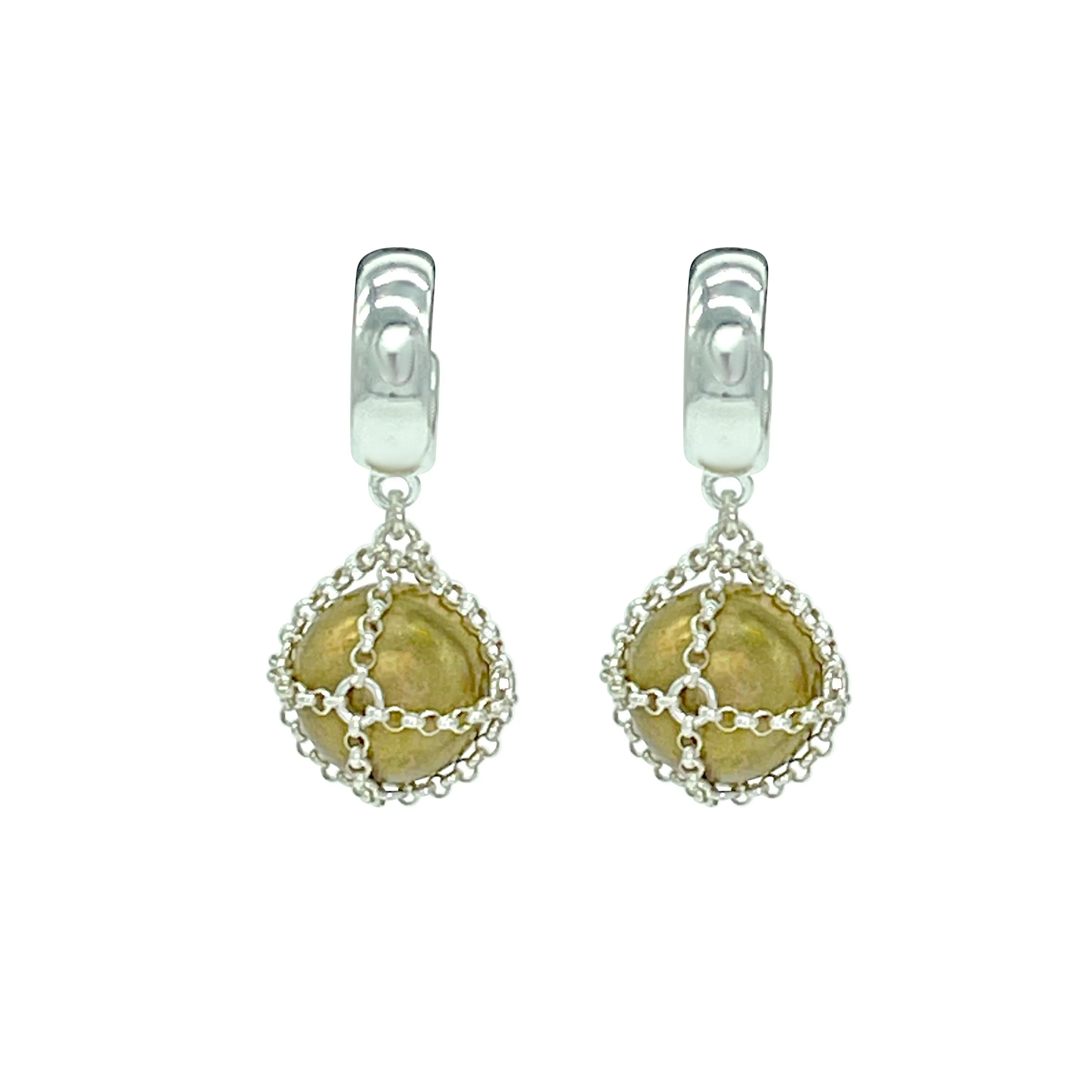 Caged Brass Sphere Earrings – Sterling Silver sold by MHART