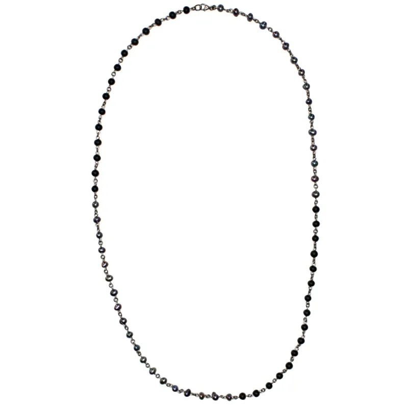 Linked Pearl/Onyx Necklace sold by MHART