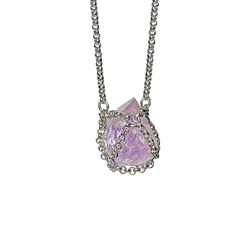 Caged Amethyst Gemstone Necklace sold by MHART