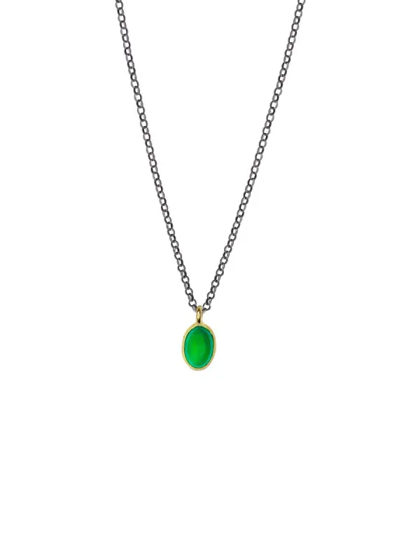 Green Chalcedony Charm Necklace made by MHART
