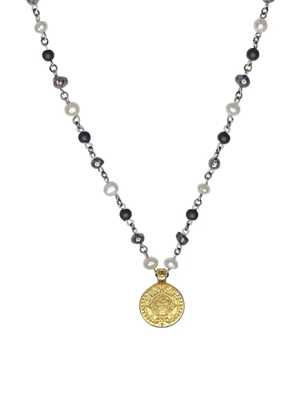 Mixed Pearl Coin Necklace sold by MHART