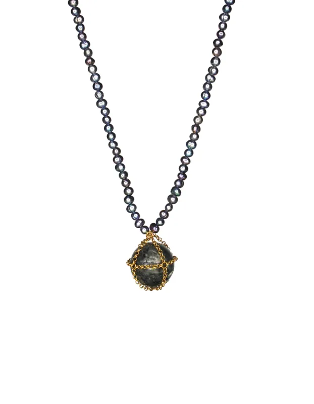 Caged Lolite Pearl Necklace sold by MHART