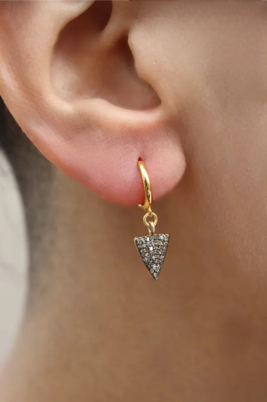 Triangle Pave Raw Diamond Earrings made by MHART