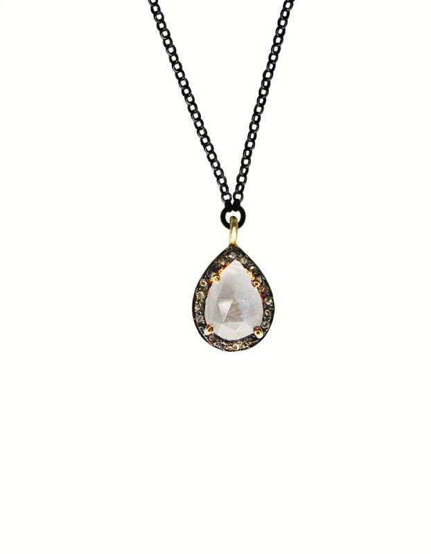 Teardrop Moonstone Diamond Pendant sold by MHART