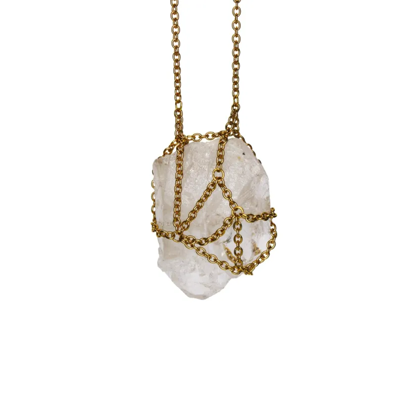 Caged Rock Quartz Necklace sold by MHART