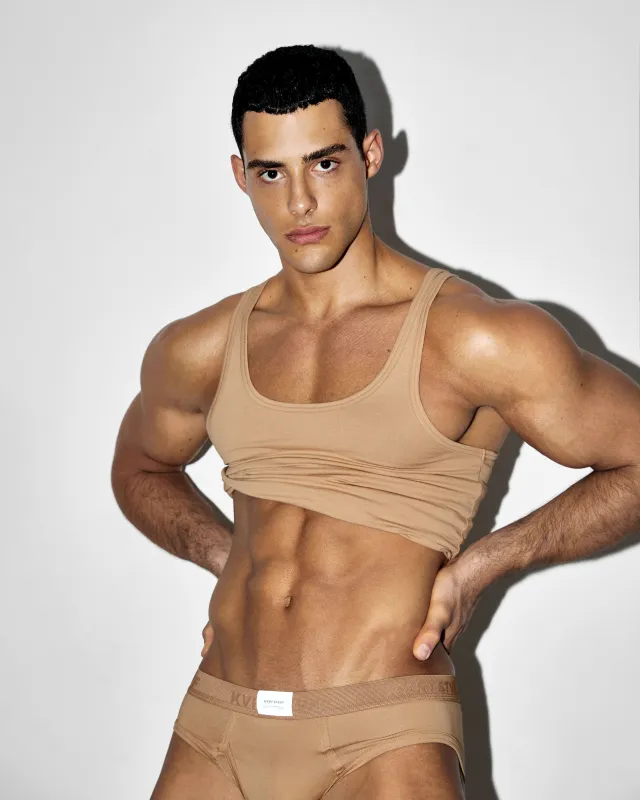 Latte KVRT Cotton Tank Top sold by KVRT STVFF