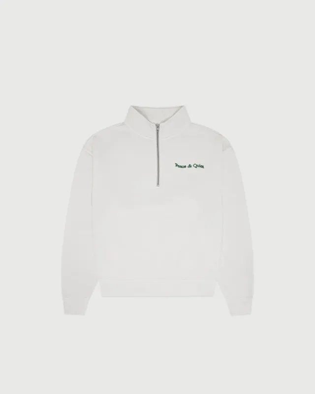 Wordmark Quarter Zip Up - White sold by Museum of Peace and Quiet