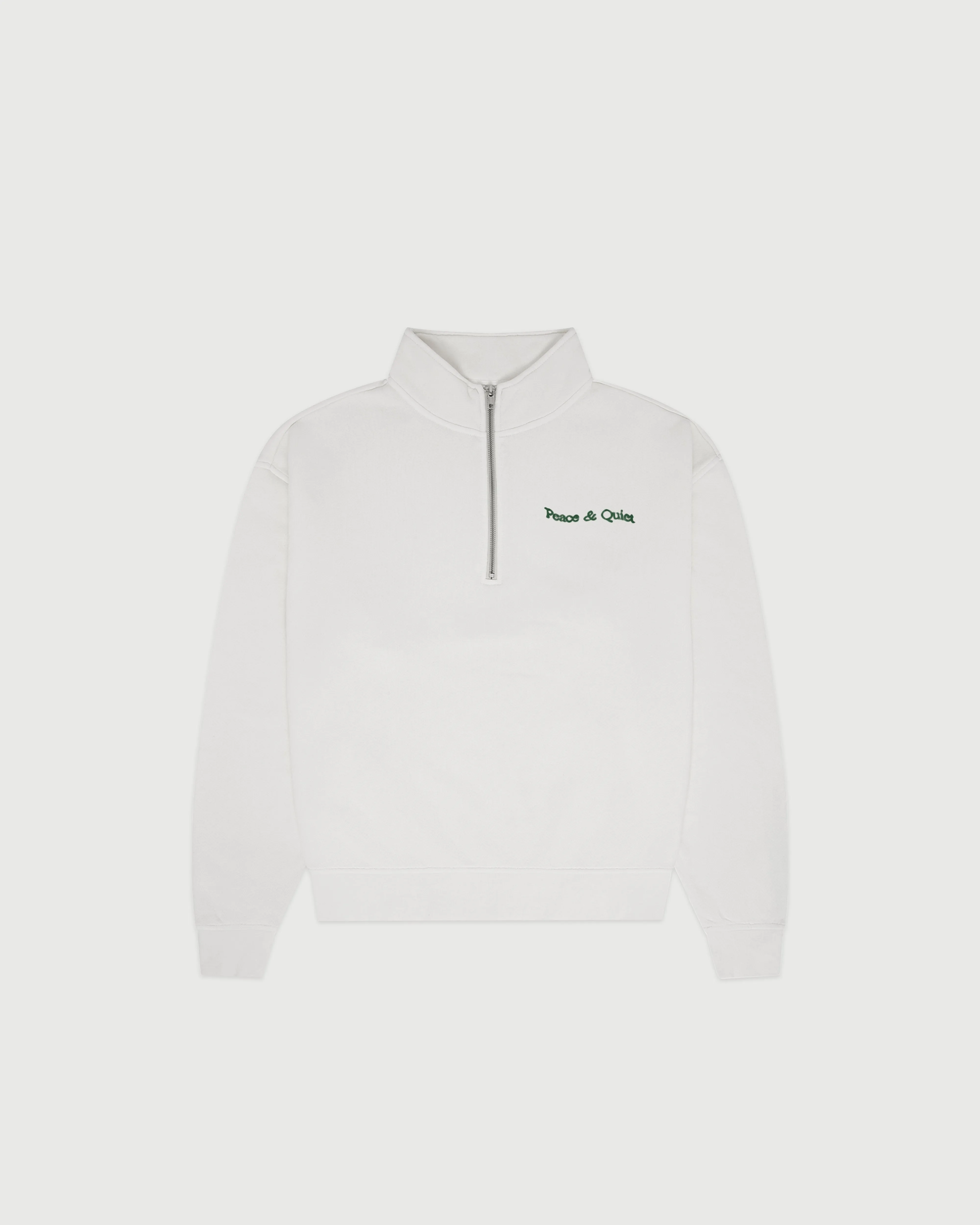 Wordmark Quarter Zip Up - White sold by Museum of Peace and Quiet