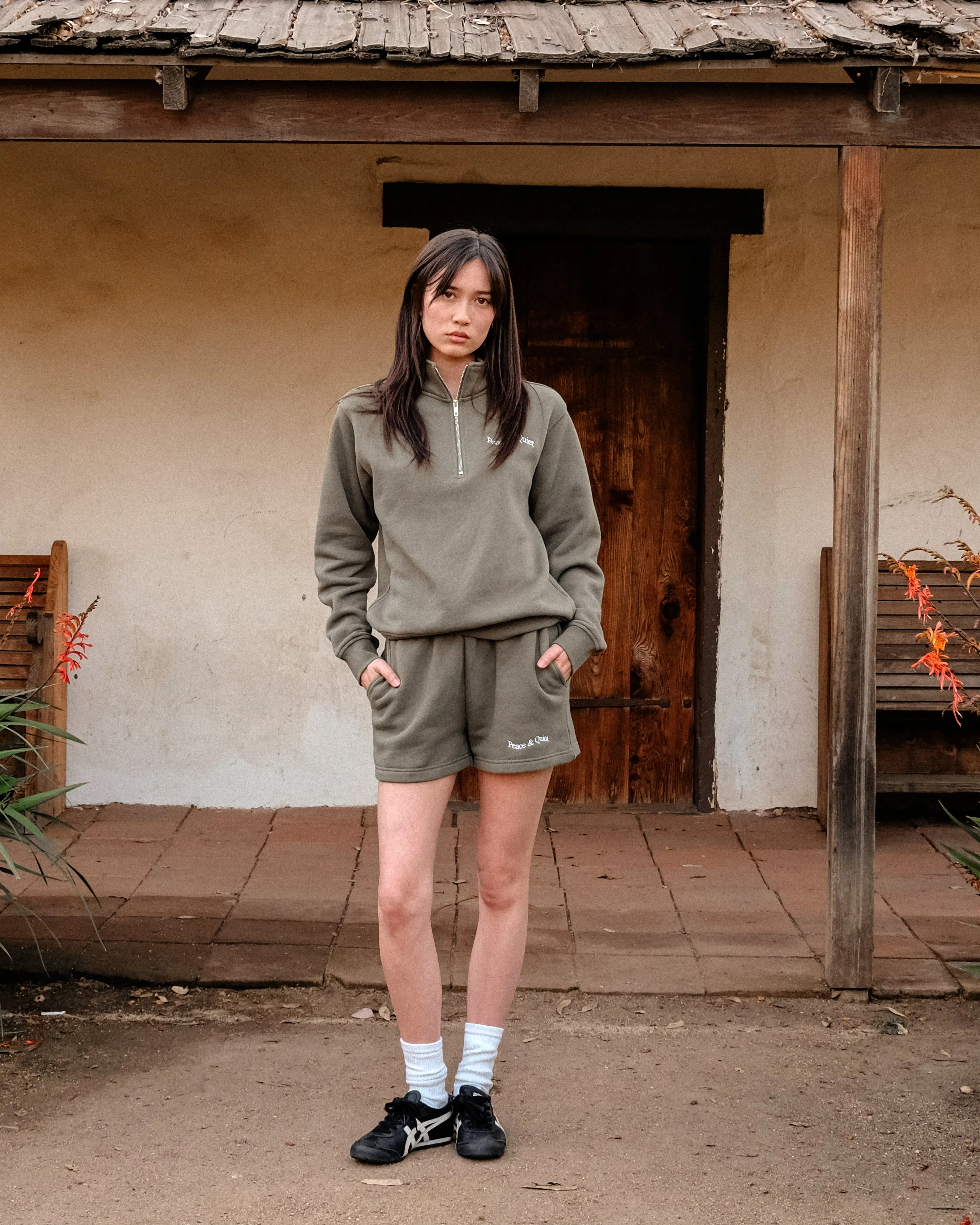 Wordmark Quarter Zip Up - Olive sold by Museum of Peace and Quiet product image thumbnail 2