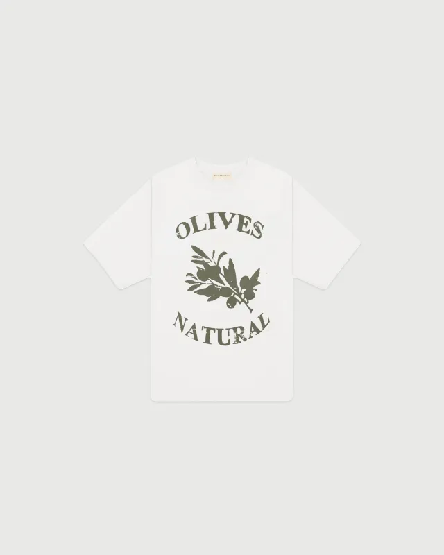 Olives Tee- White sold by Museum of Peace and Quiet