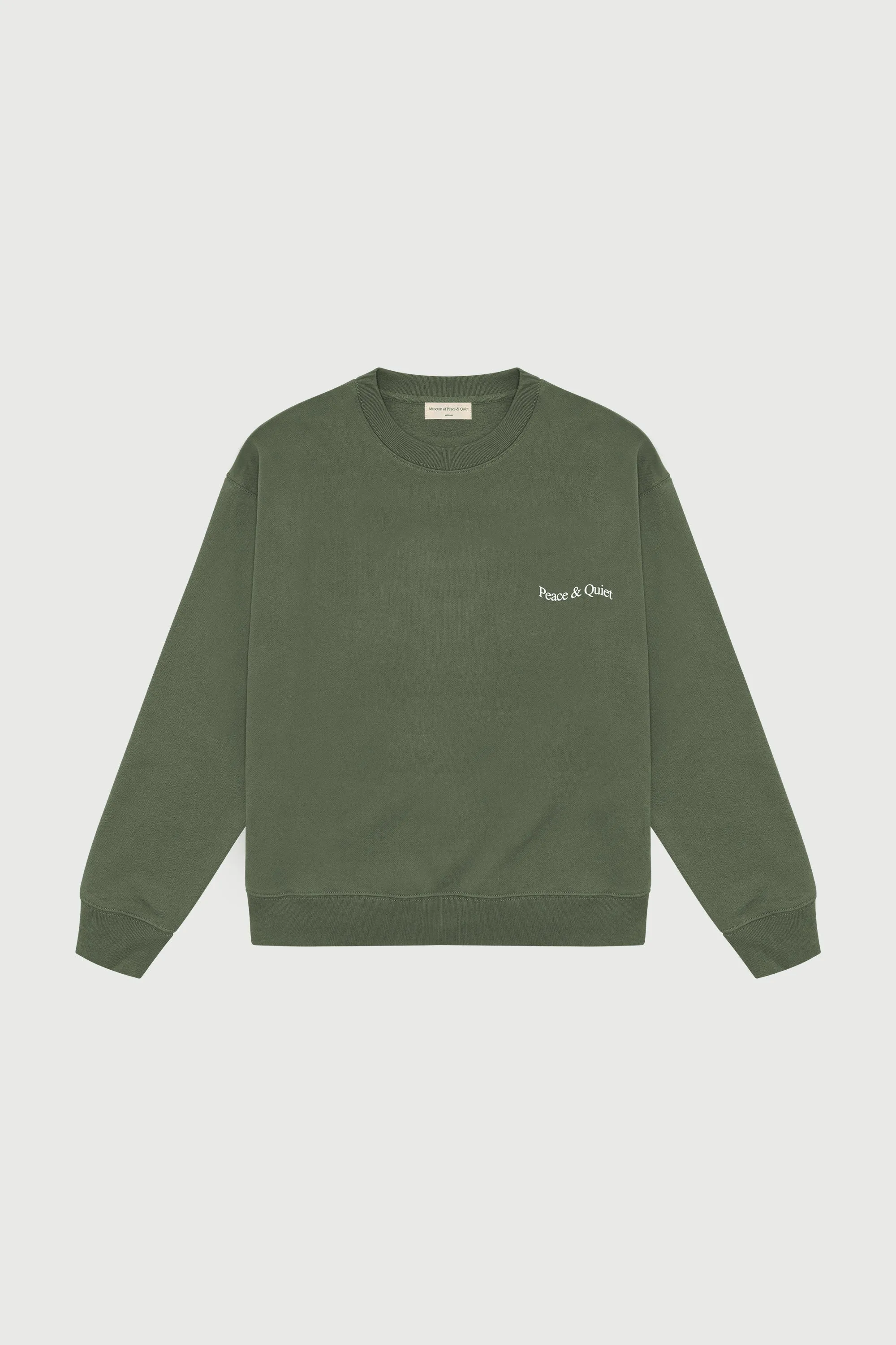 Wordmark Crewneck - Olive sold by Museum of Peace and Quiet