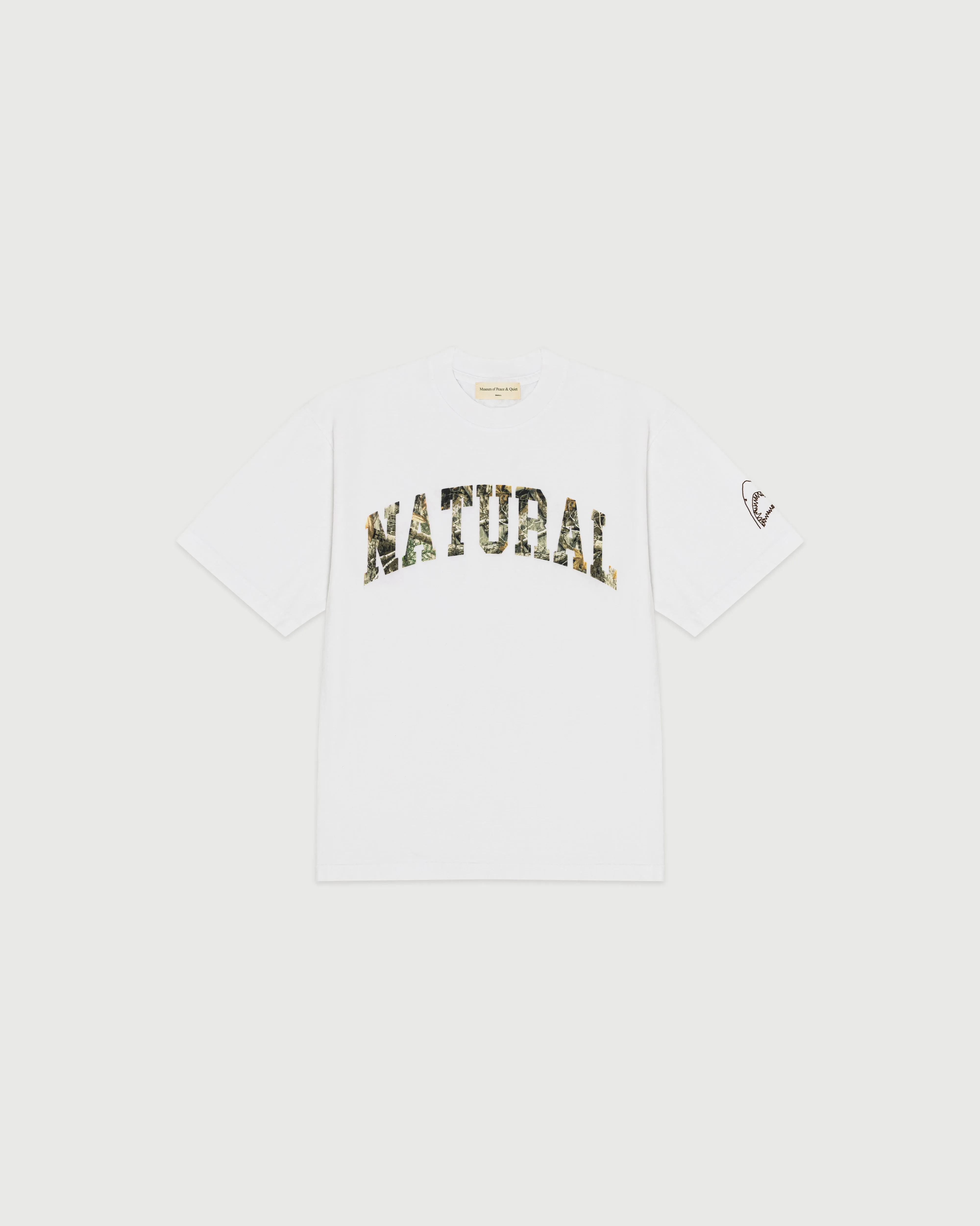 Great White x MoPQ Natural Tee - White/Camo sold by Museum of Peace and Quiet