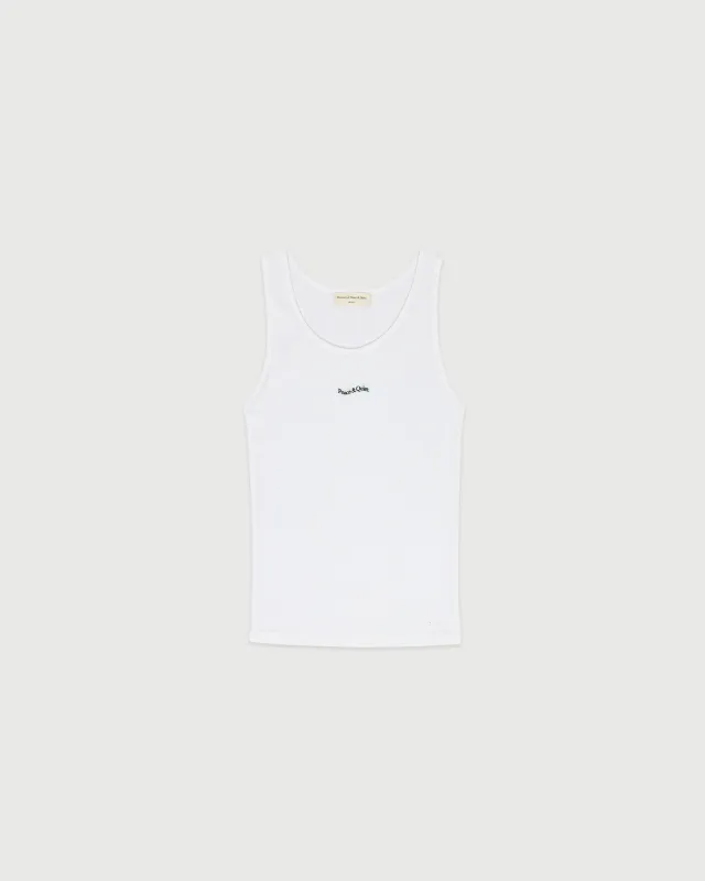 Wordmark Ribbed Tank Top - White sold by Museum of Peace and Quiet
