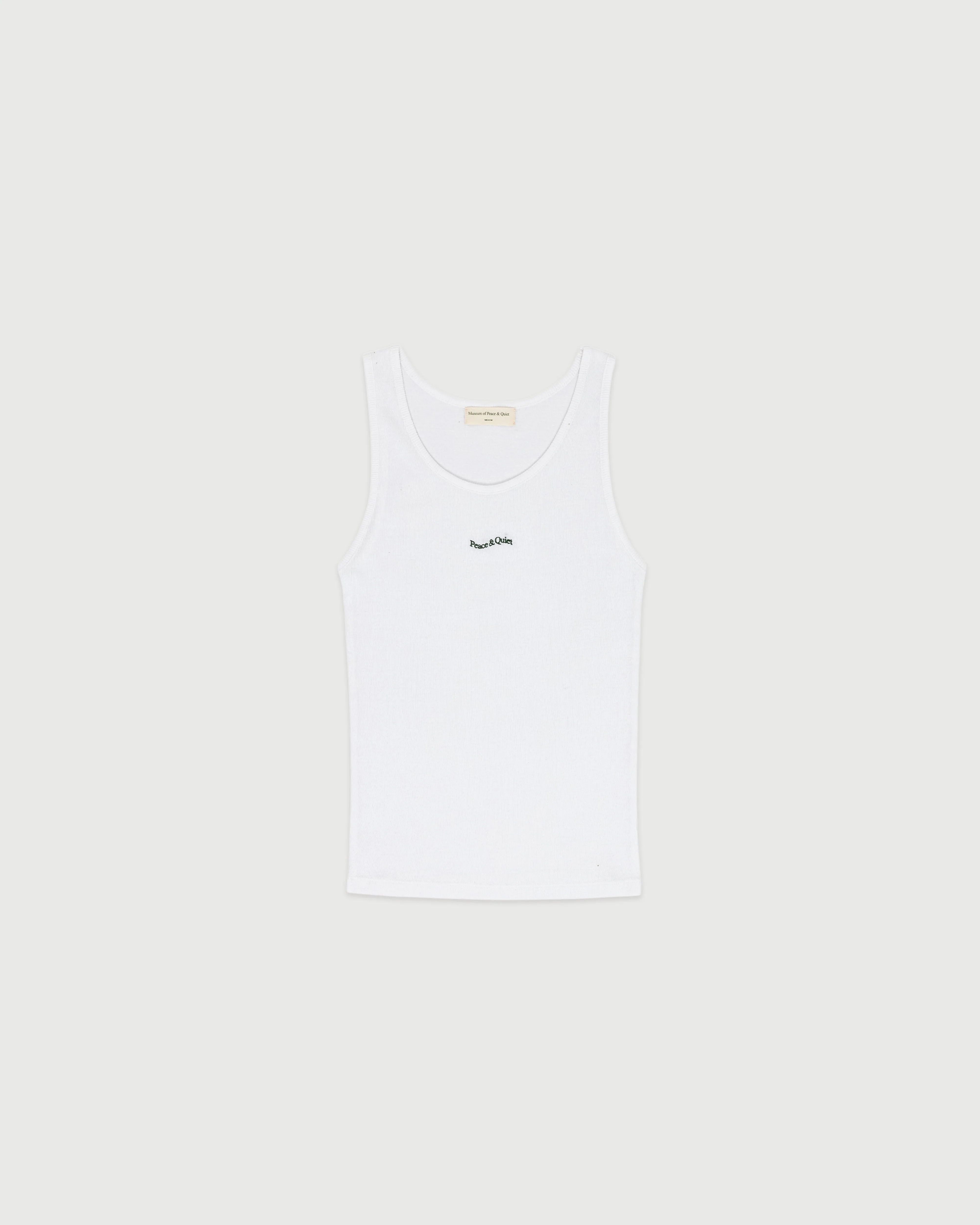 Wordmark Ribbed Tank Top - White sold by Museum of Peace and Quiet