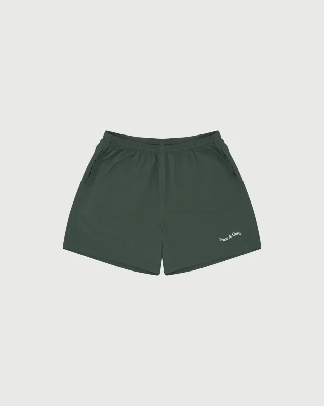 Wordmark Nylon Shorts - Forest sold by Museum of Peace and Quiet