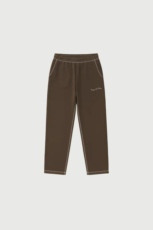 Wordmark Reverse Stitched Sweatpants - Brown sold by Museum of Peace and Quiet
