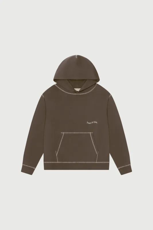 Wordmark Reverse Stitched Hoodie - Brown made by Museum of Peace and Quiet