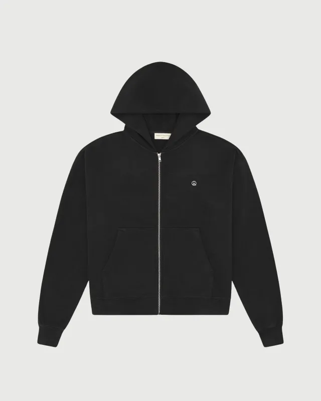 Wordmark Zip Up Hoodie - Black made by Museum of Peace and Quiet