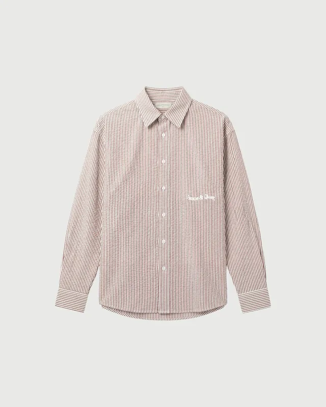 Wordmark Button Up - Brown made by Museum of Peace and Quiet