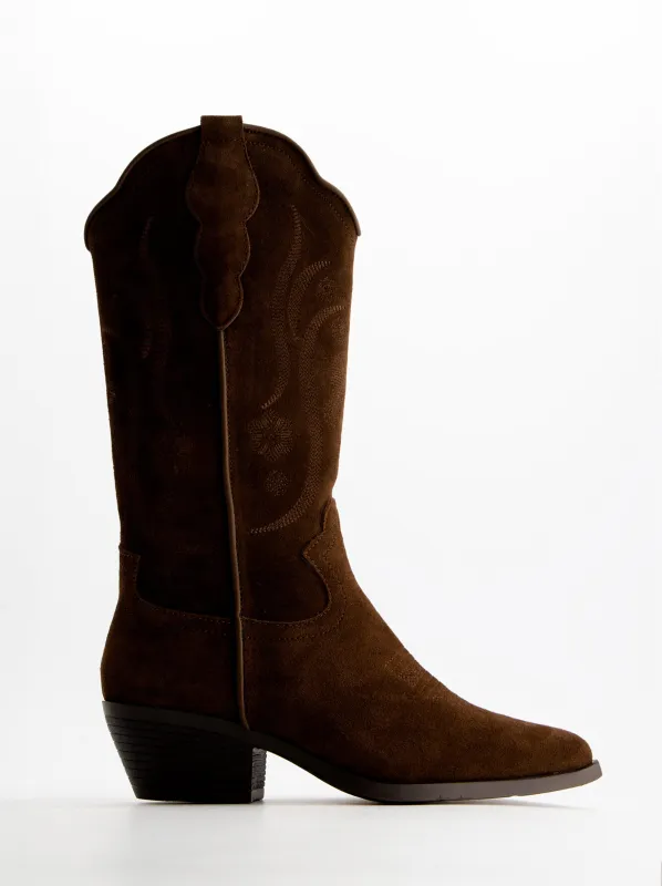 Suede cowboy boots - India sold by Ulanka