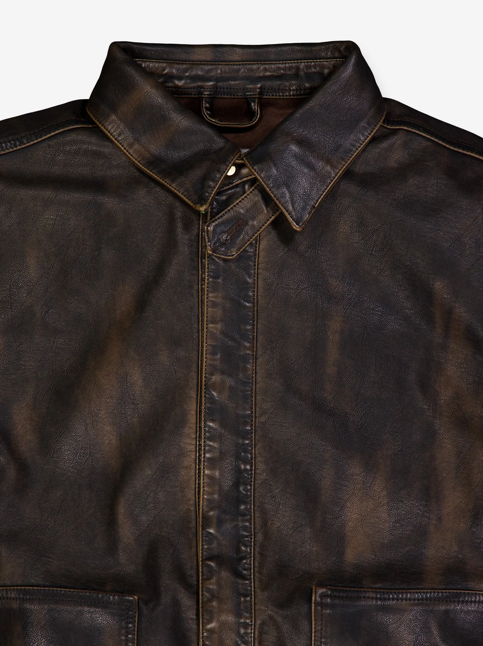 Distressed leather-effect bomber jacket - Nile sold by Ulanka product image thumbnail 3