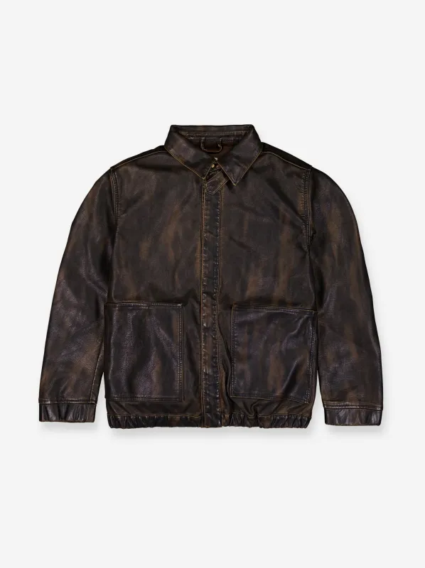Distressed leather-effect bomber jacket - Nile made by Ulanka