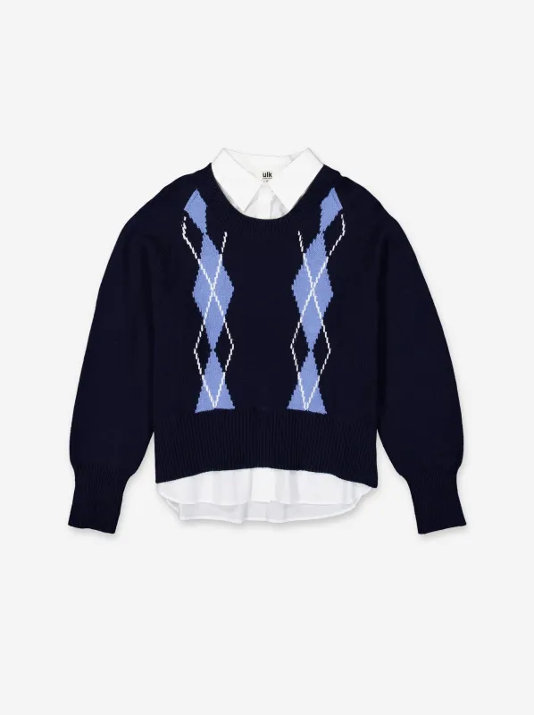Knitted sweater with shirt - ULK Vera made by Ulanka