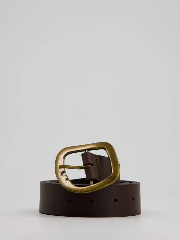 Leather belt with metal buckle - ULK Moon made by Ulanka