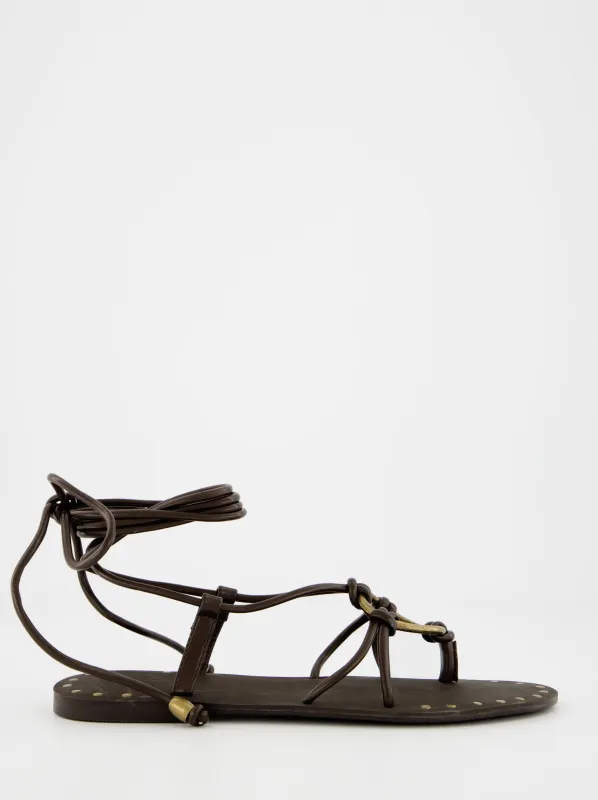Flat leather sandals with straps - Lily sold by Ulanka