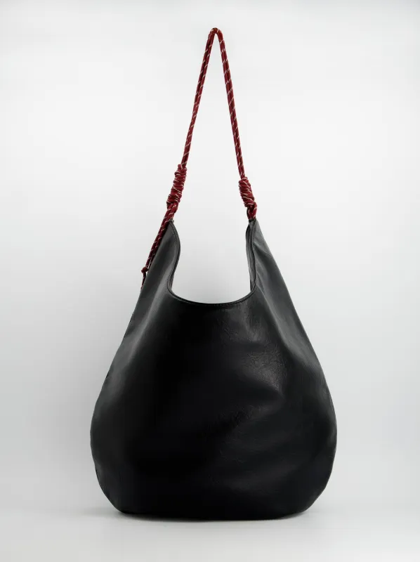 Black faux leather hobo bag - ULK Oluv sold by Ulanka